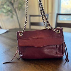 Rebecca Minkoff, Swing Cross Body in Burgundy/Port, Chain Strap